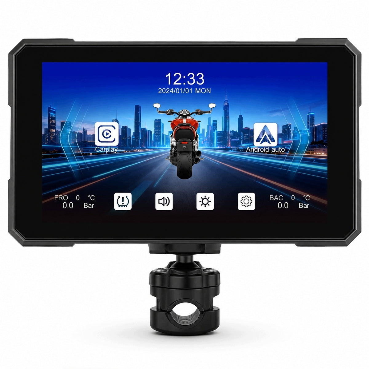 Ekran motocyklowy Podofo A4491 5″ – CarPlay / Android Auto