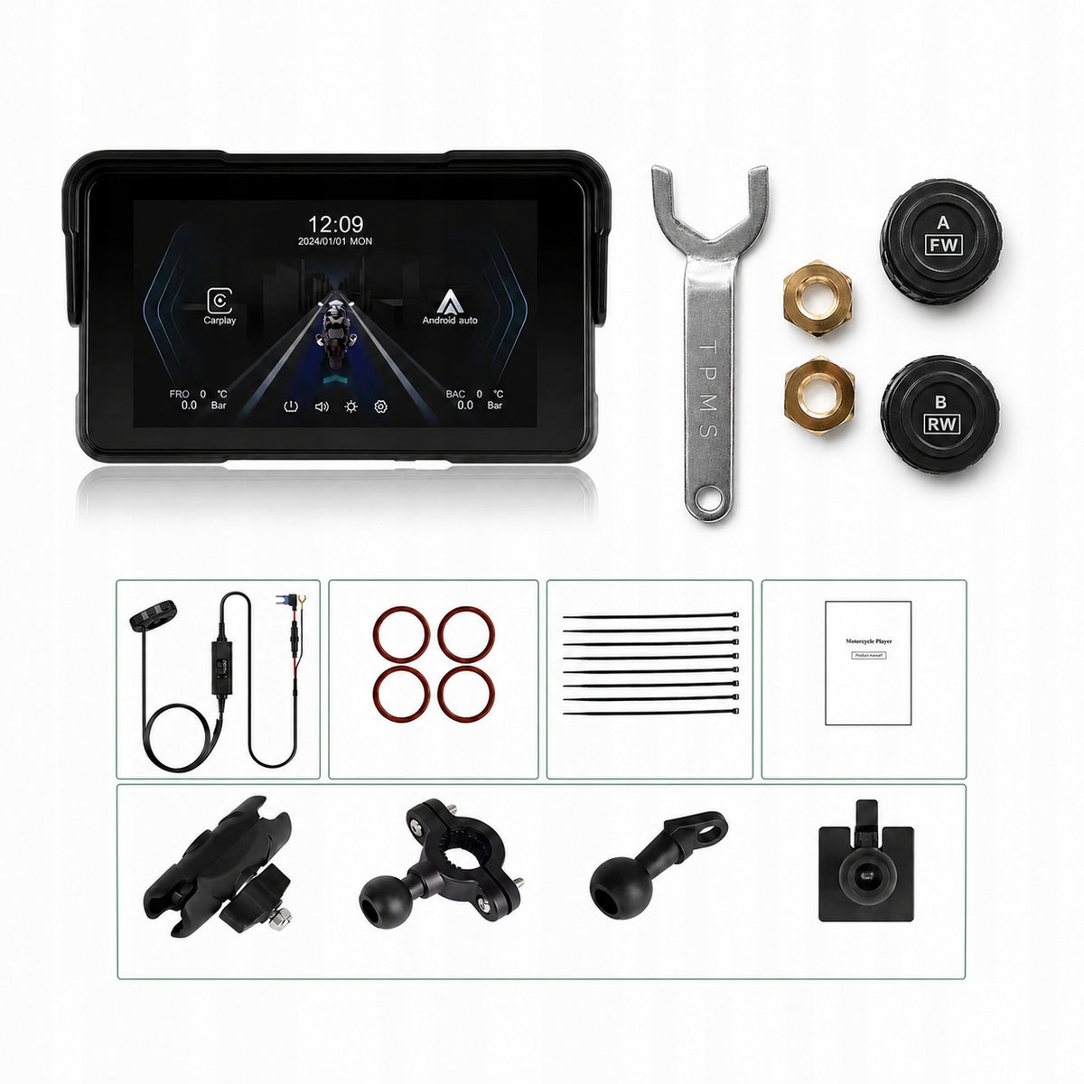 Ekran motocyklowy 5” + TPMS | A4527 & Y4149