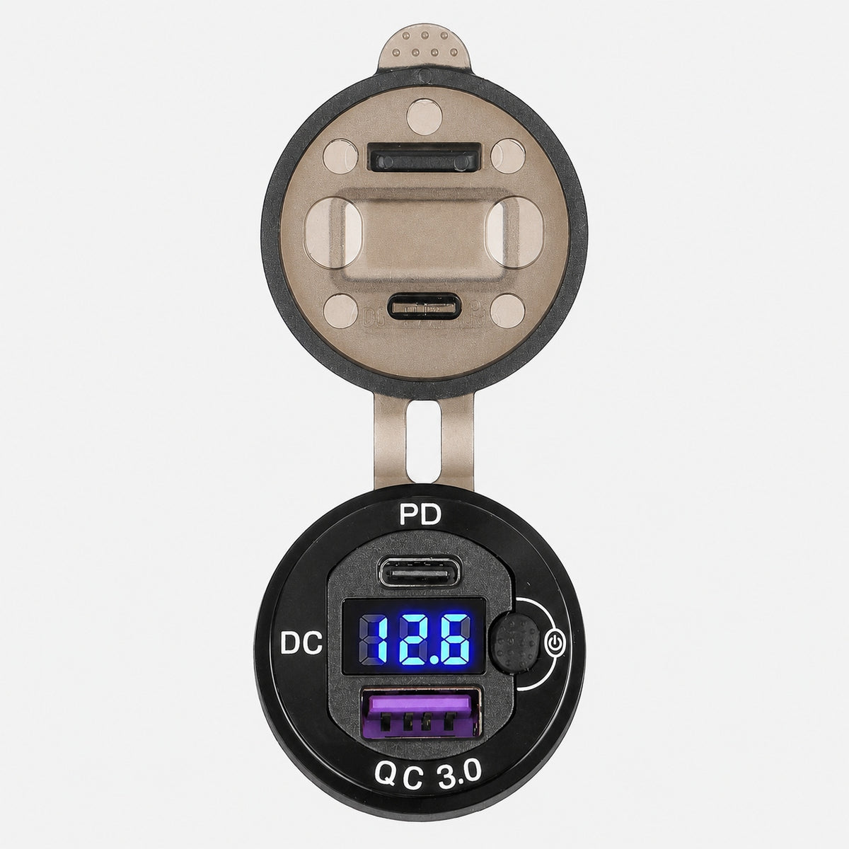 Ładowarka motocyklowa DIN Hella BMW USB-C PD QC3.0 woltomierz wyłącznik