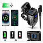 Ładowarka motocyklowa USB-A / USB-C z woltomierzem