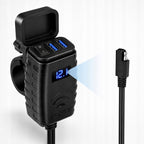 Ładowarka motocyklowa USB-A / USB-C z woltomierzem