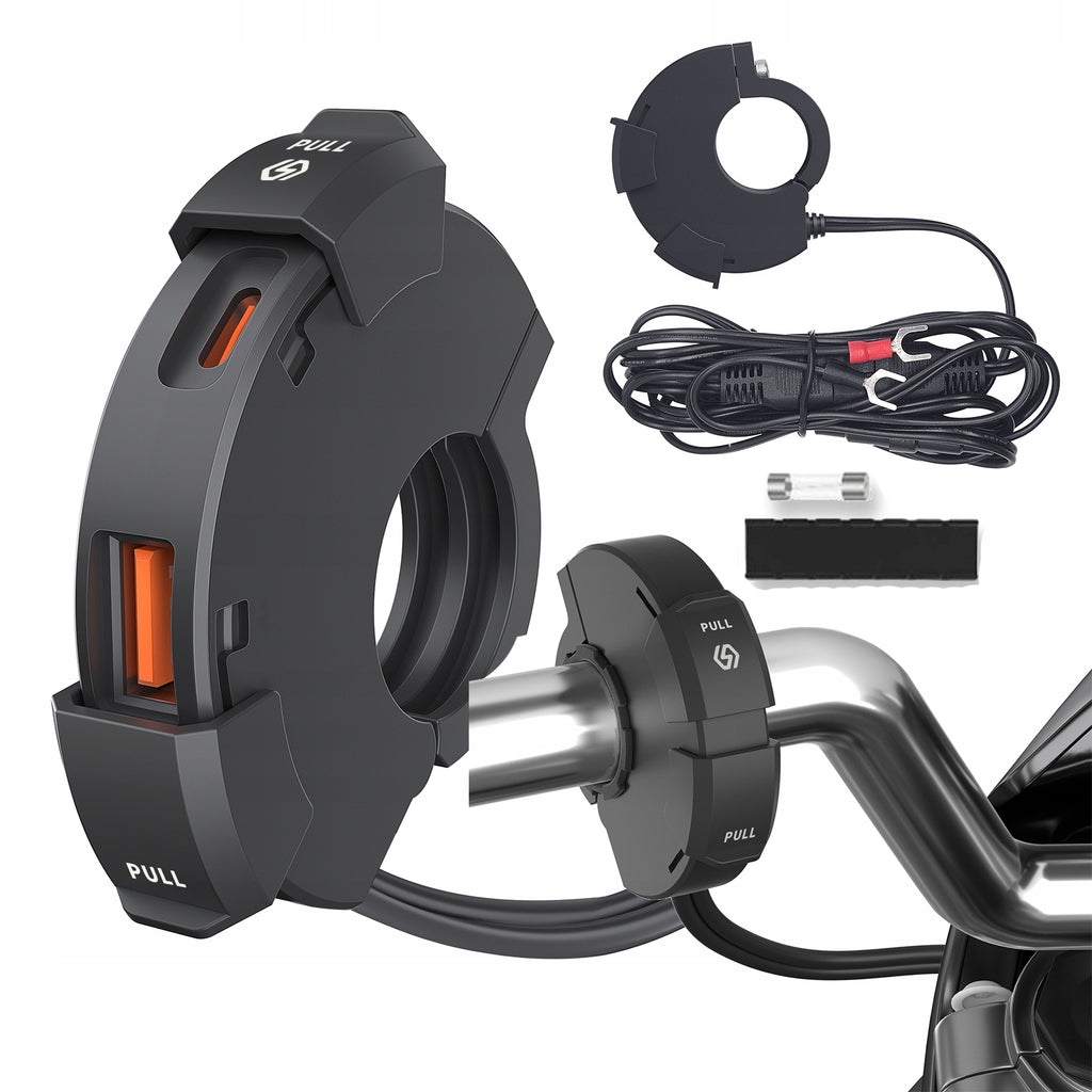 Ładowarka motocyklowa USB-A / USB-C na kierownicę