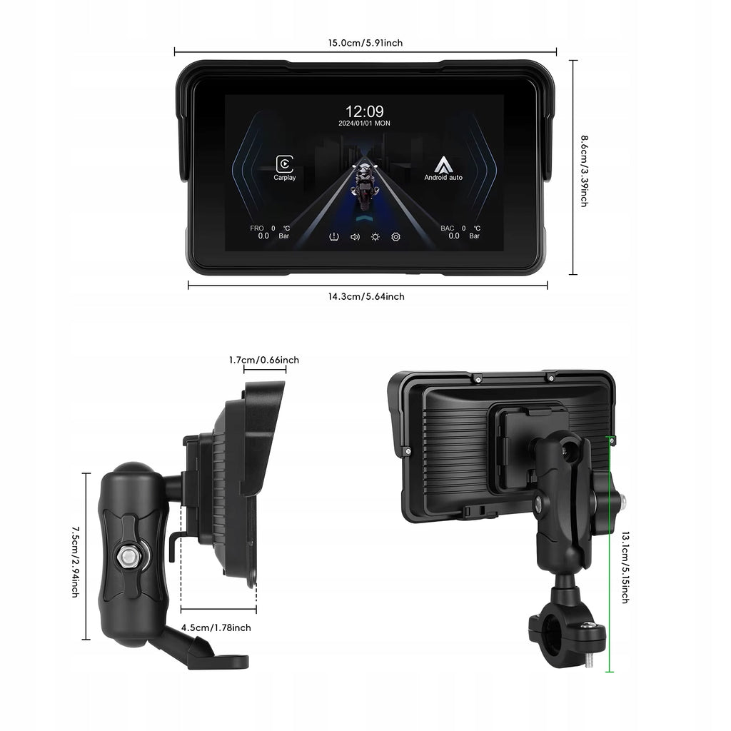 Ekran motocyklowy 5” + TPMS | A4527 & Y4149