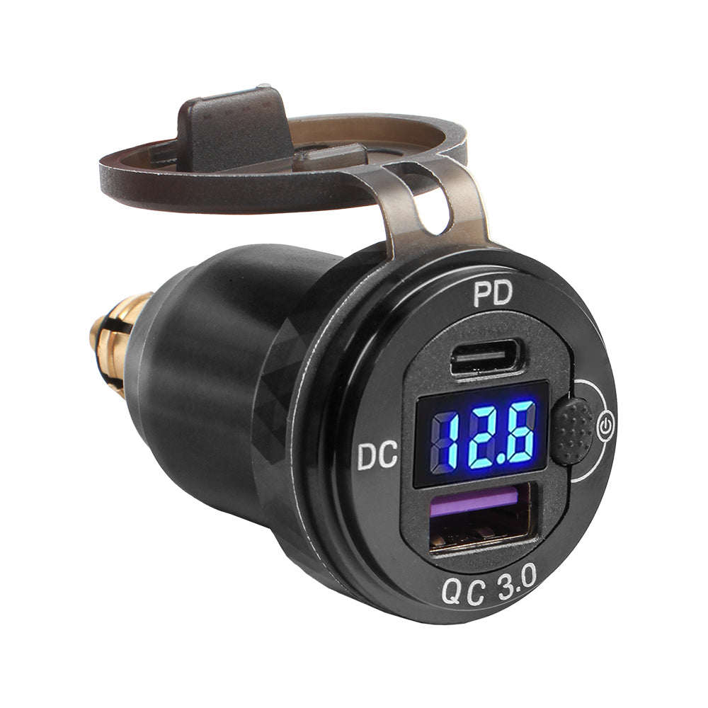 Ładowarka motocyklowa DIN Hella BMW USB-C PD QC3.0 woltomierz wyłącznik