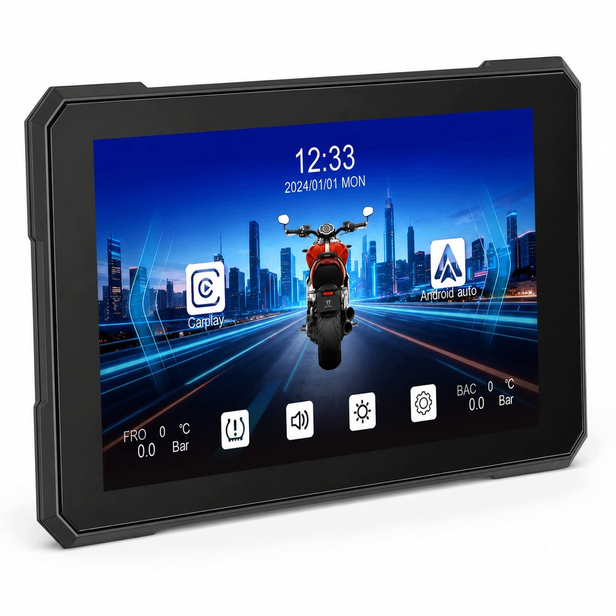 Ekran motocyklowy Podofo A4491 5″ – CarPlay / Android Auto