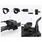 Ładowarka motocyklowa USB-A / USB-C z woltomierzem