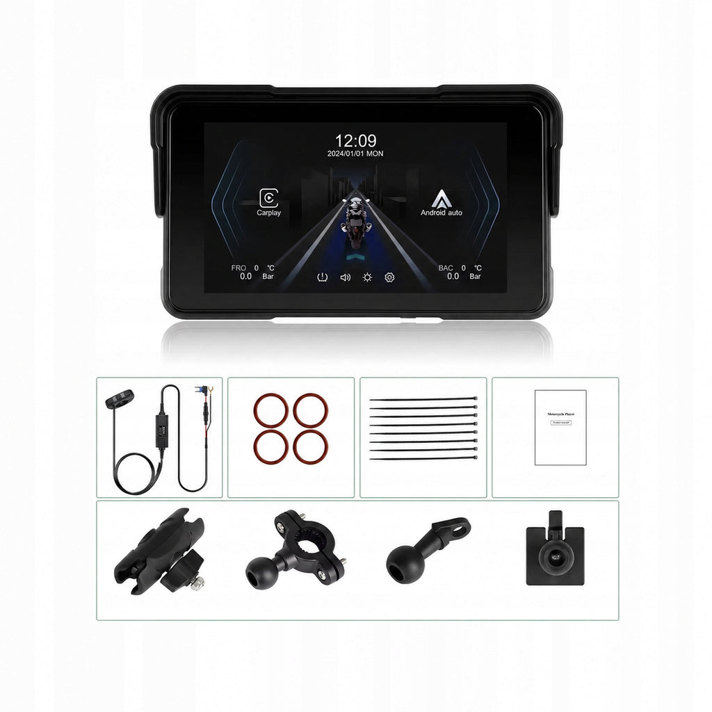 Ekran motocyklowy Podofo A4527 5″ – CarPlay / Android Auto
